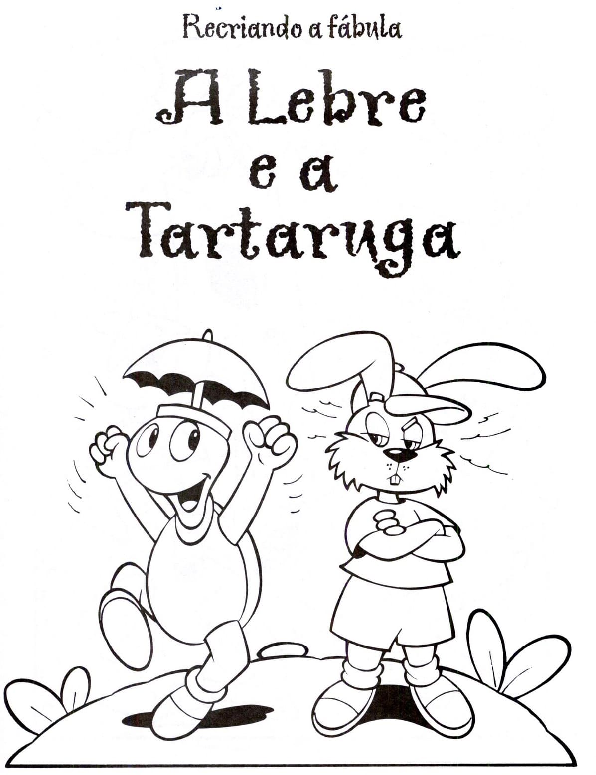 desenho de a lebre e a tartaruga para crianças de 1 ano para colorir