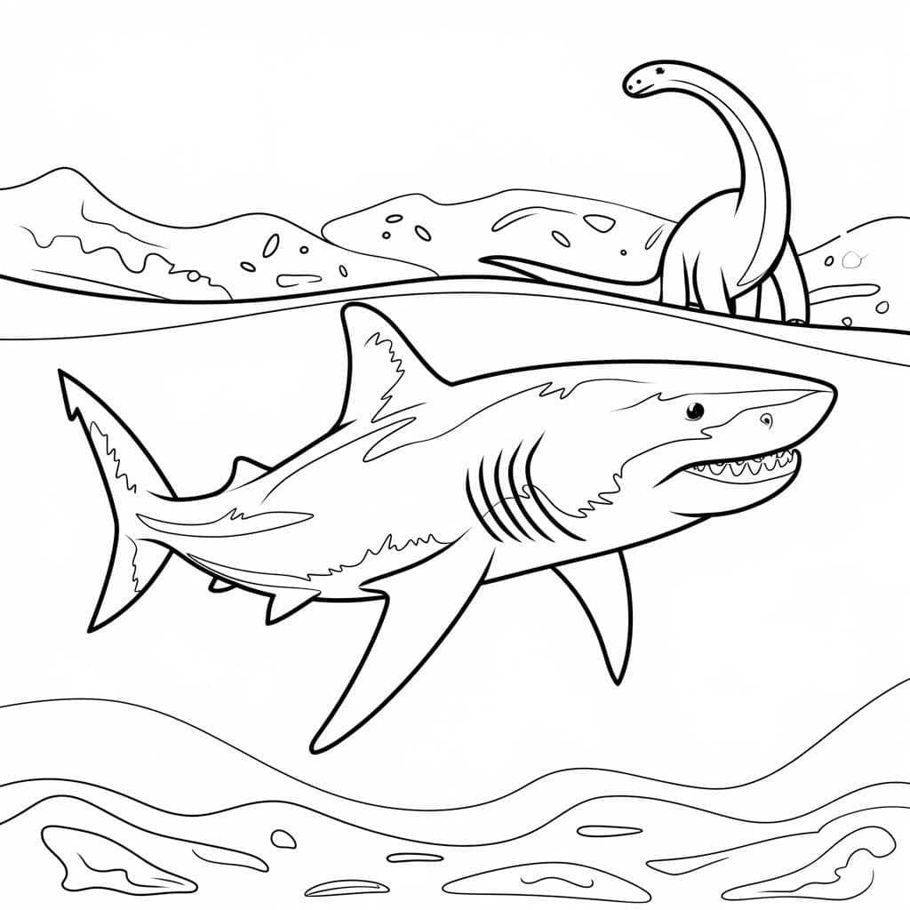 desenho de megalodon imprimível para colorir