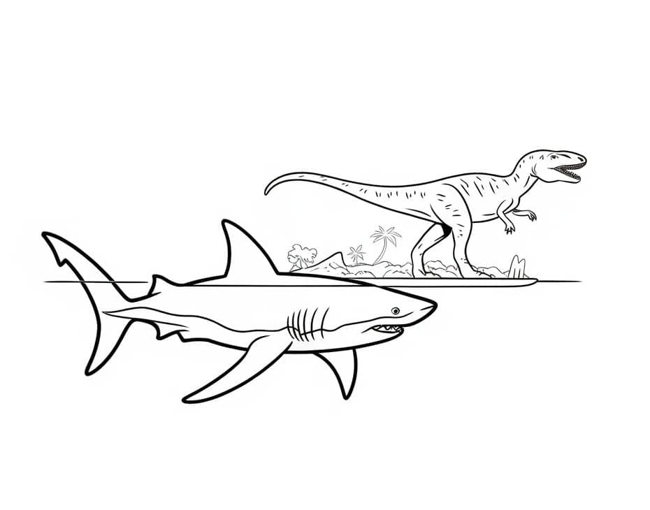 livro para colorir desenho de megalodon para crianças