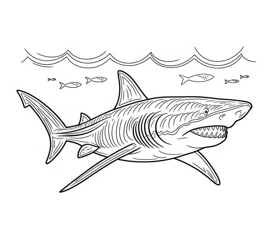 desenho de tubarao megalodon gigante para colorir