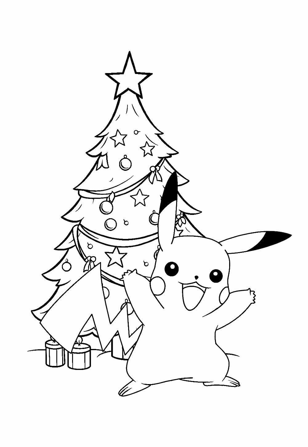 desenhos de pikachu de natal para imprimir e colorir grátis