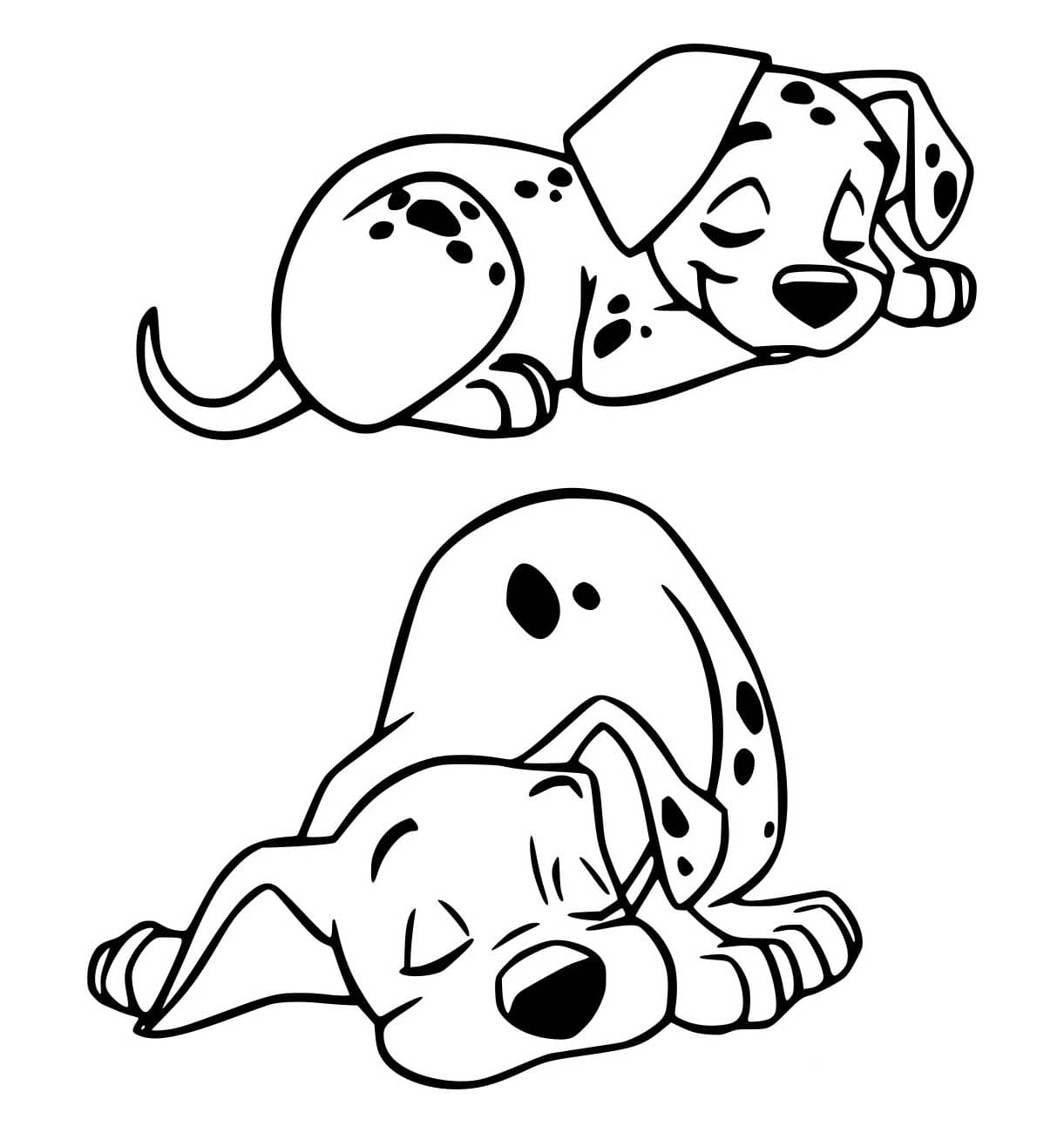 Desenho De Dois dálmatas Dormindo Para Colorir