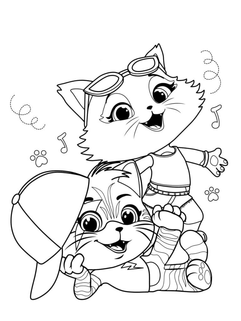 Desenho 44 Gatos Lampo e Milady Para Colorir