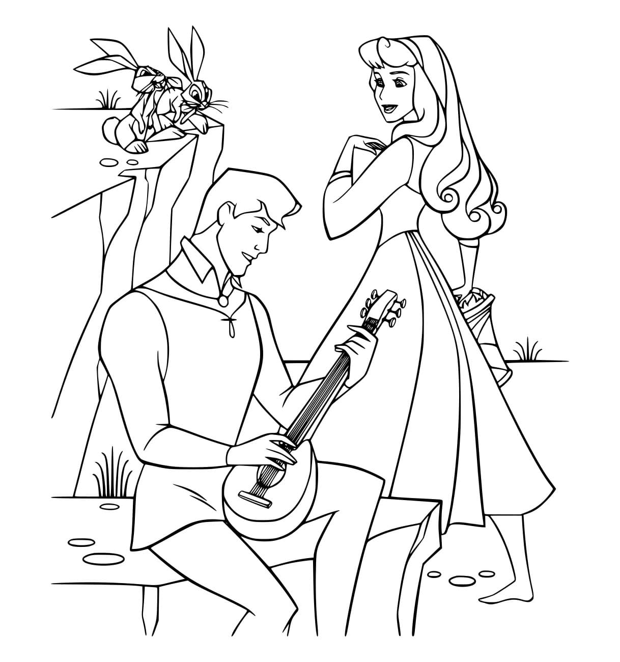 Desenho De Phillip Tocando violão Para Aurora Para Colorir