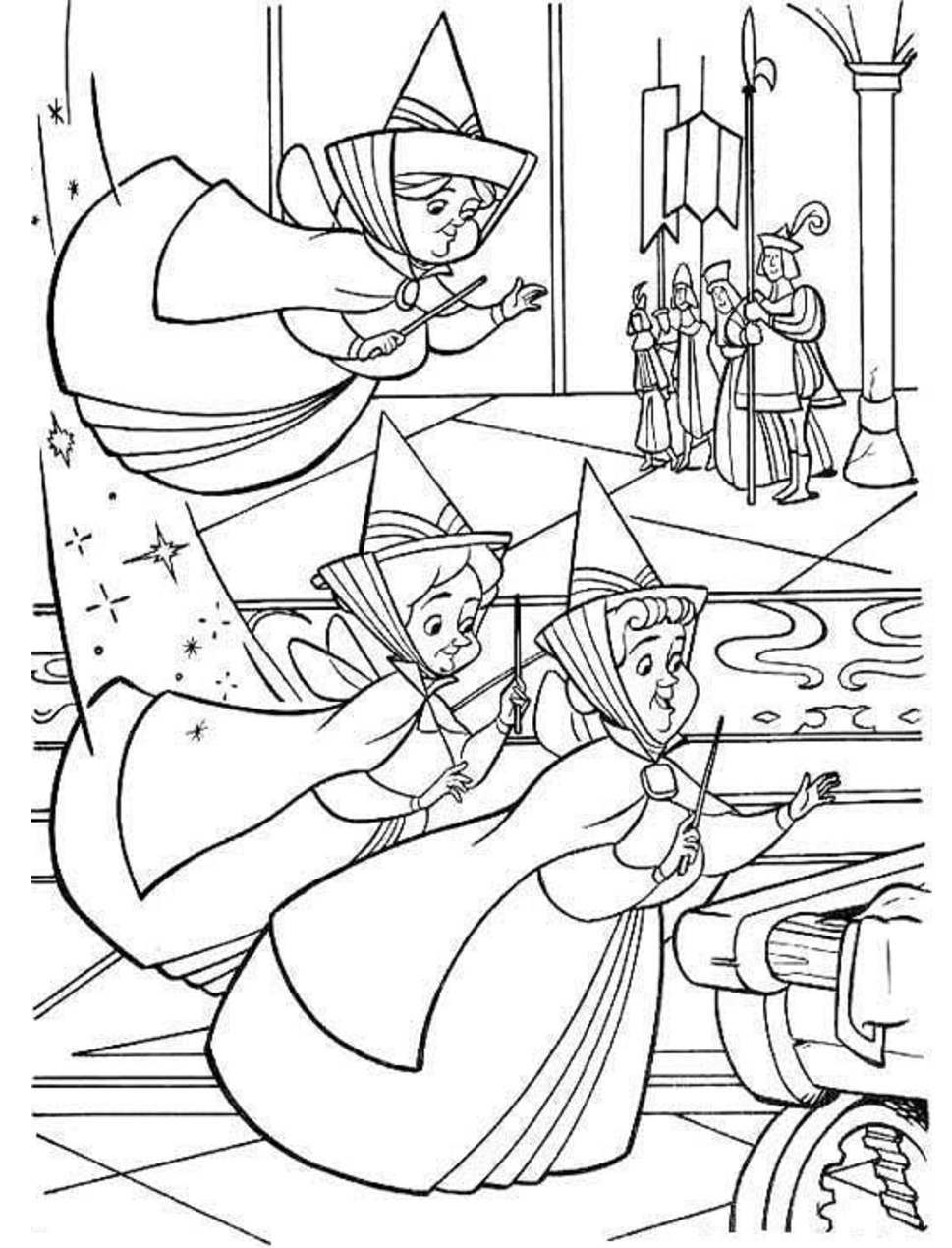 Desenho Para Colorir Das três Fadas Boas A4 e Pdf