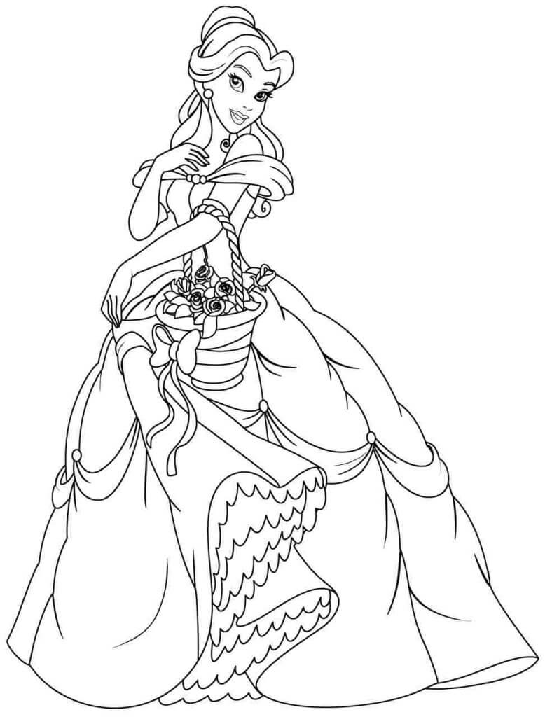 Desenho adorável Princesa Belle Para Colorir 7