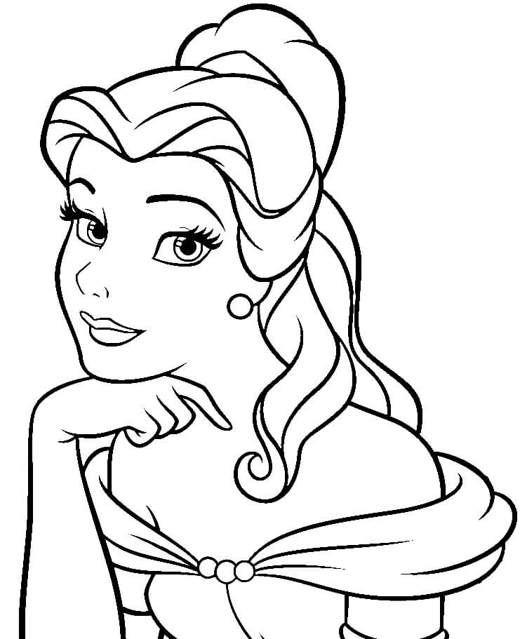 Desenho adorável Princesa Belle Para Colorir