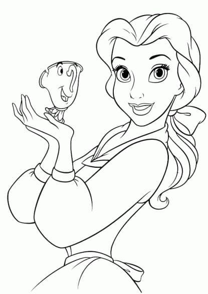 Desenho De Chip e Bela Para Colorir