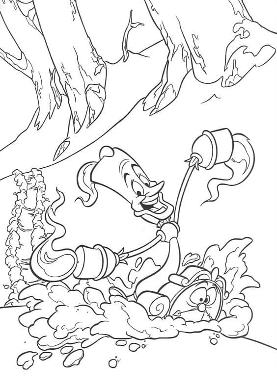 Desenho De Lumiere e Cogsworth De A Fera e Bela Para Colorir