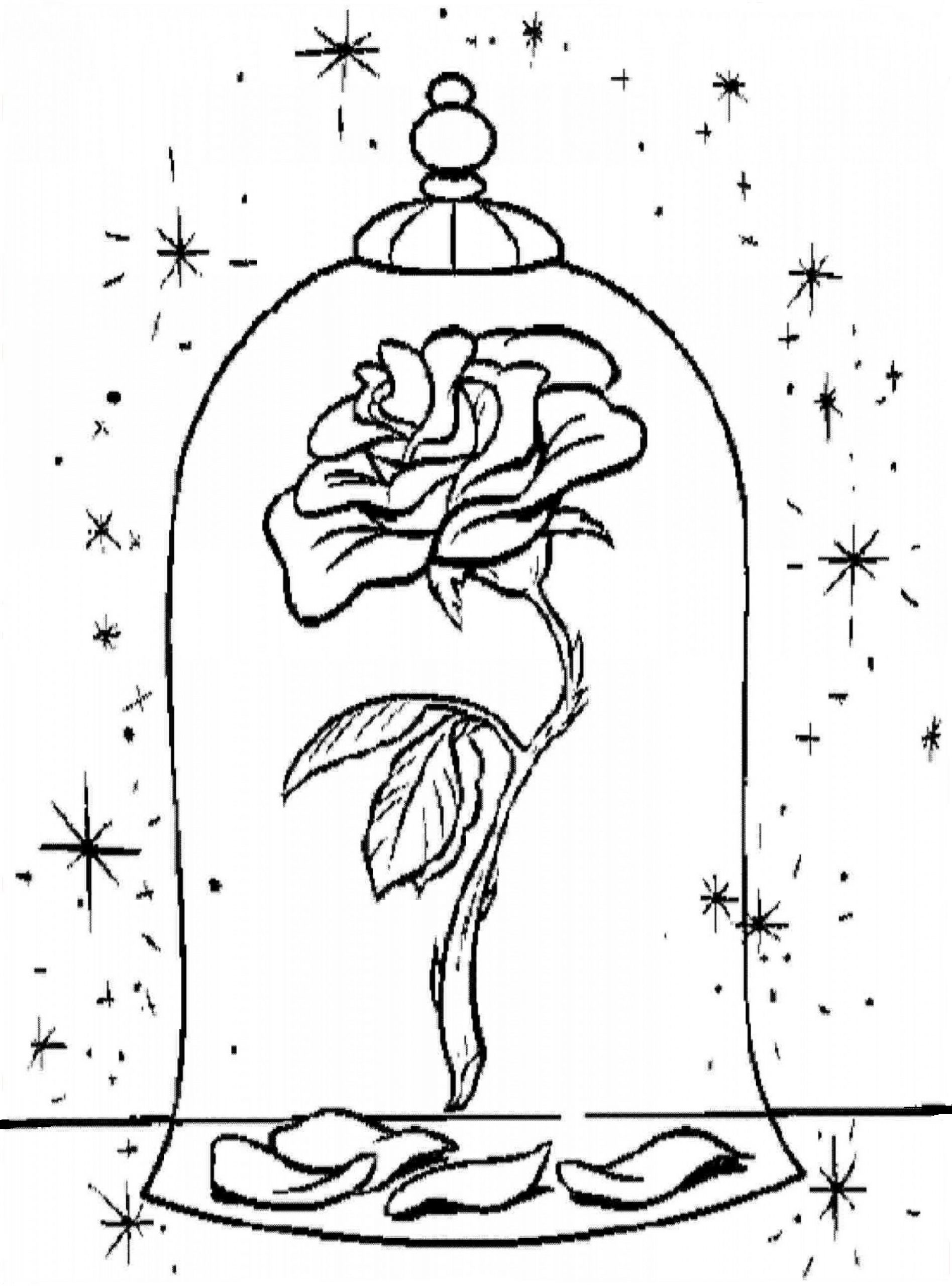 Desenho De Rosa De A Bela e A Fera Para Colorir Gratuitamente