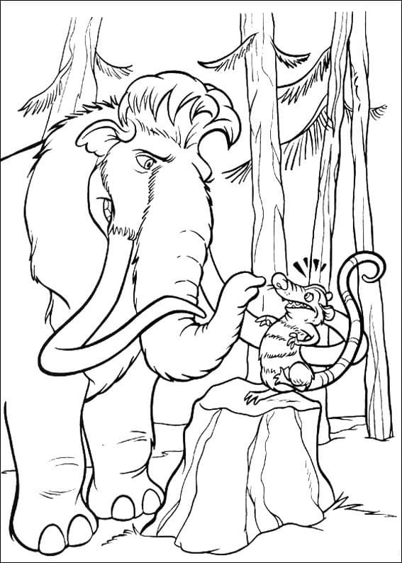 Desenho A Era Do Gelo Manny e gambá Para Colorir