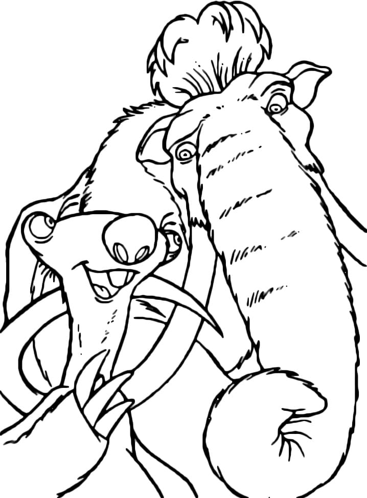 Desenho Sid e Manny Para Colorir