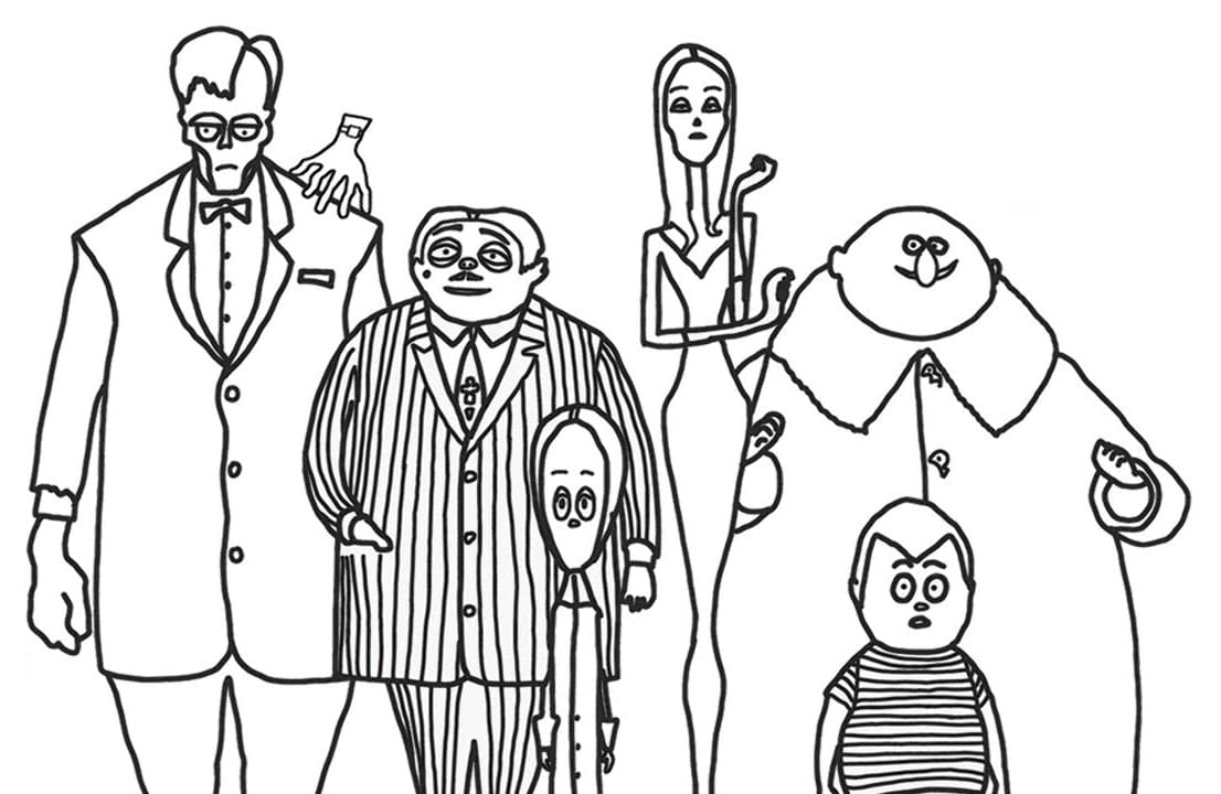 Desenho A família Addams Personagens Para Colorir e Pintar grátis