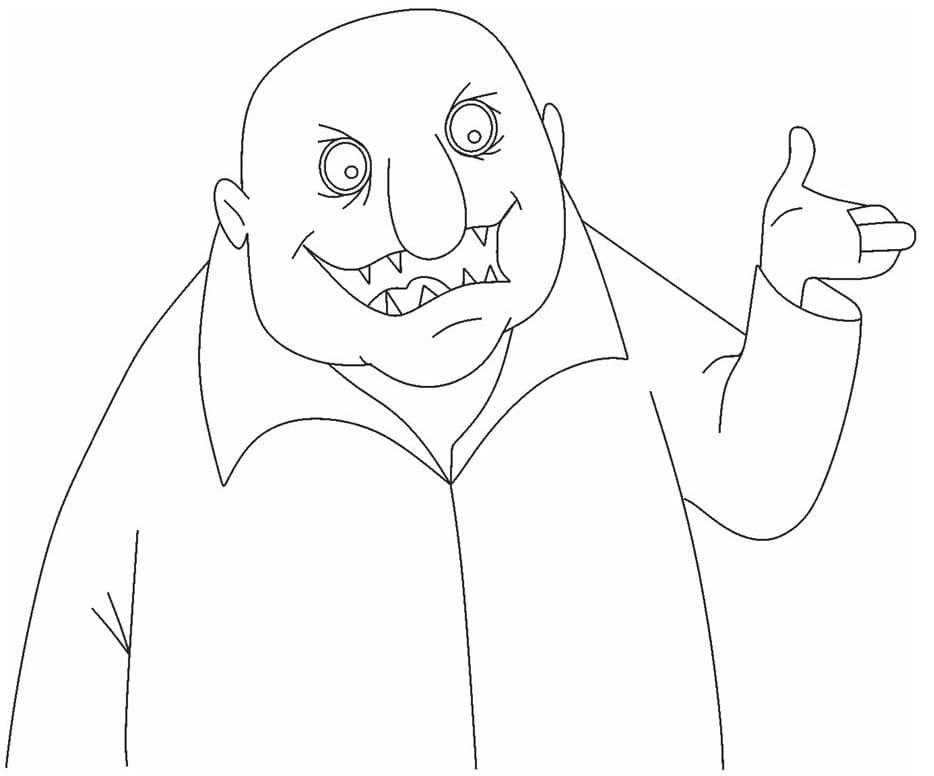 Desenho Tio Fester Addams Para Imprimir e Colorir