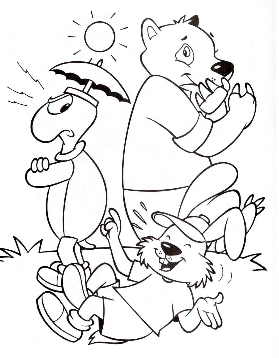 Desenho De A Lebre e A Tartaruga Imprimivel Para crianças Para Colorir