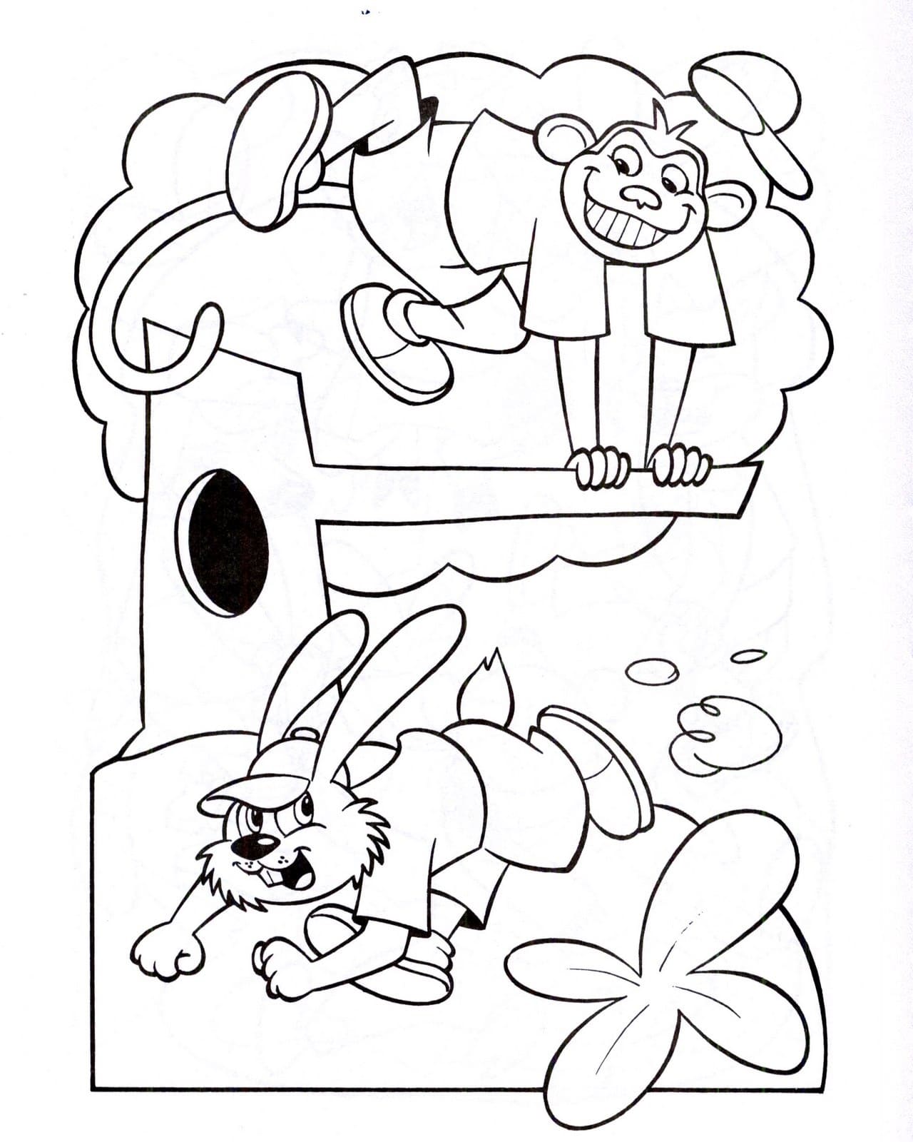 Desenho De A Lebre e A Tartaruga Imprimivel Para Colorir