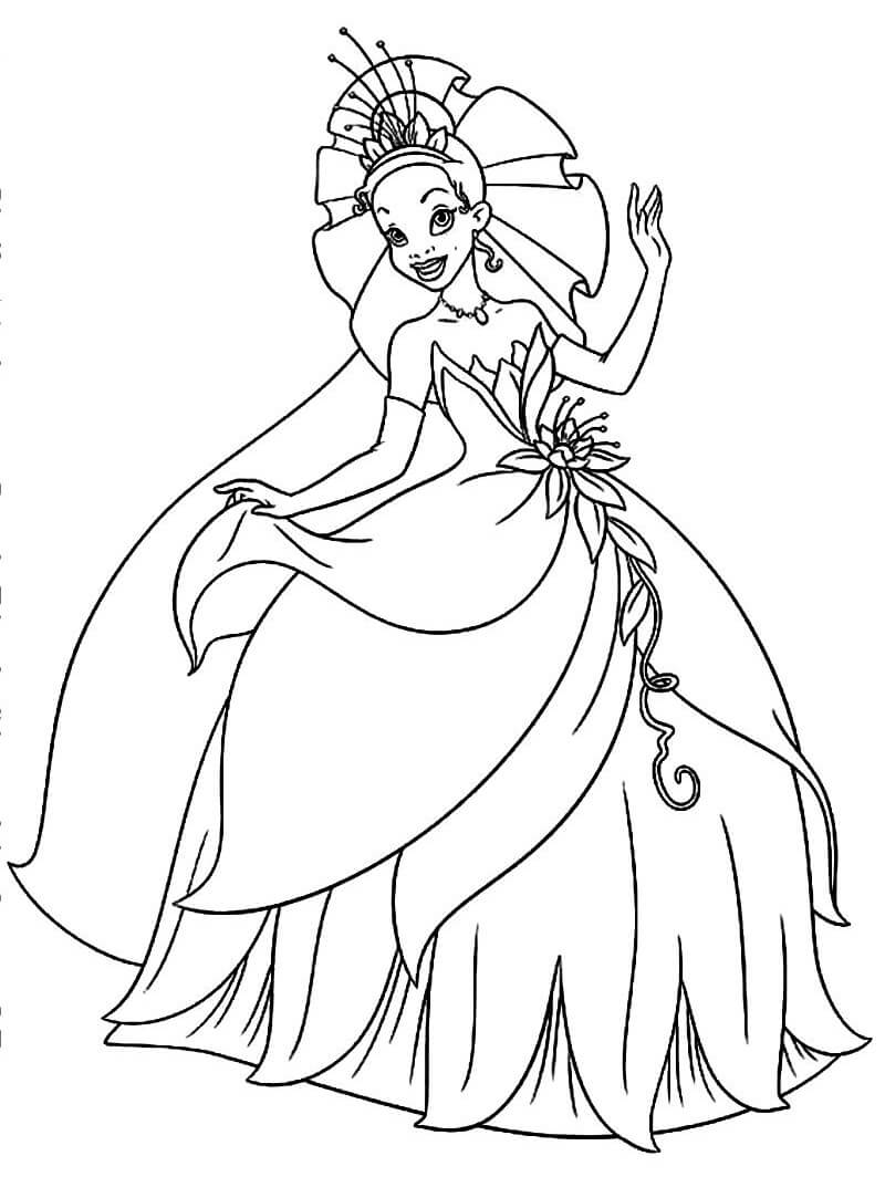 Desenho adorável Tiana Para Colorir 1