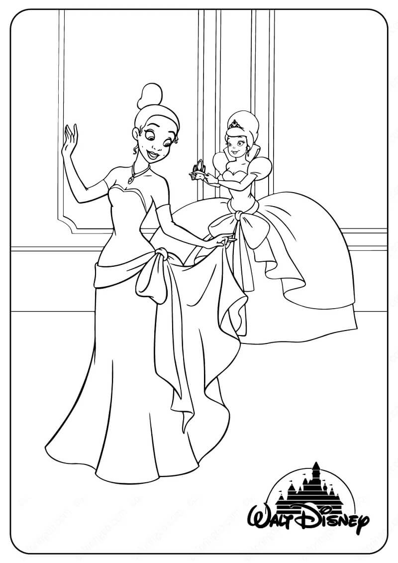 Desenho adorável Tiana Para Colorir 2