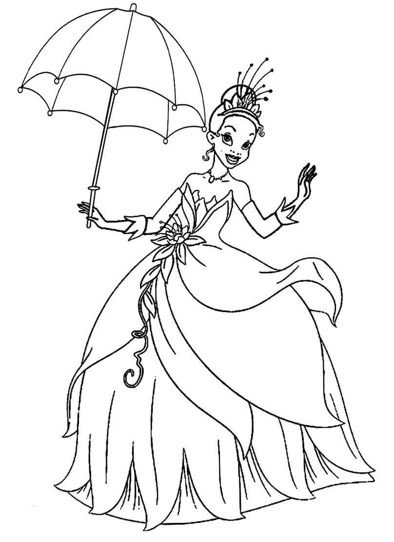Desenho adorável Tiana Para Colorir 3