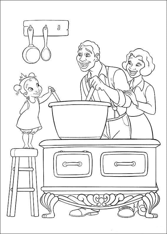 Desenho De A Princesa e O Sapo cozinhá Do Castelo Para Colorir
