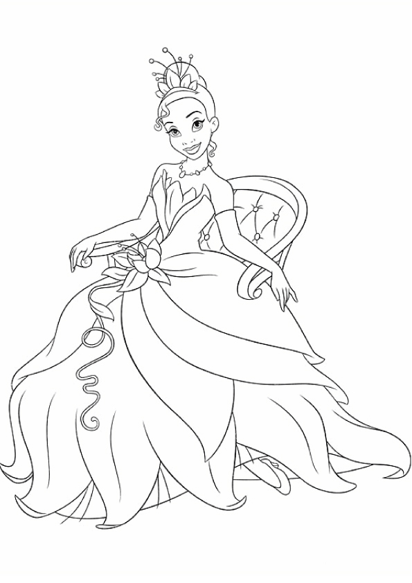 A Princesa e o Sapo para Colorir