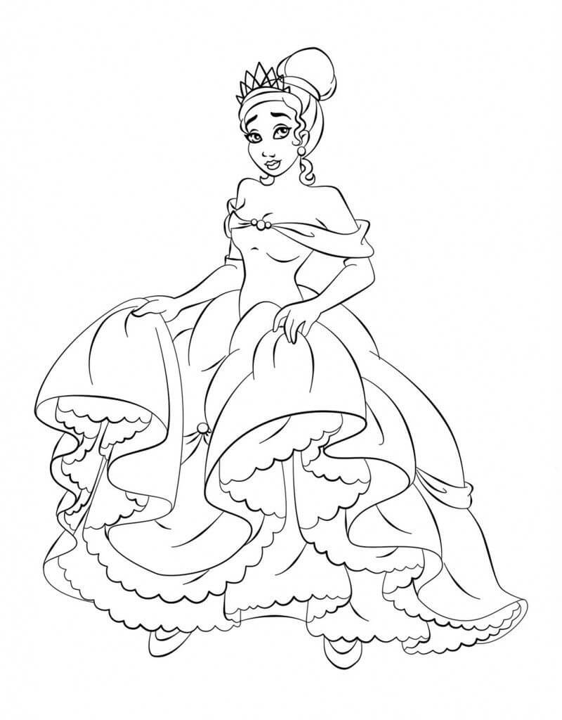 Desenho Pronto Para Baixar Da Princesa Tiana Para Colorir