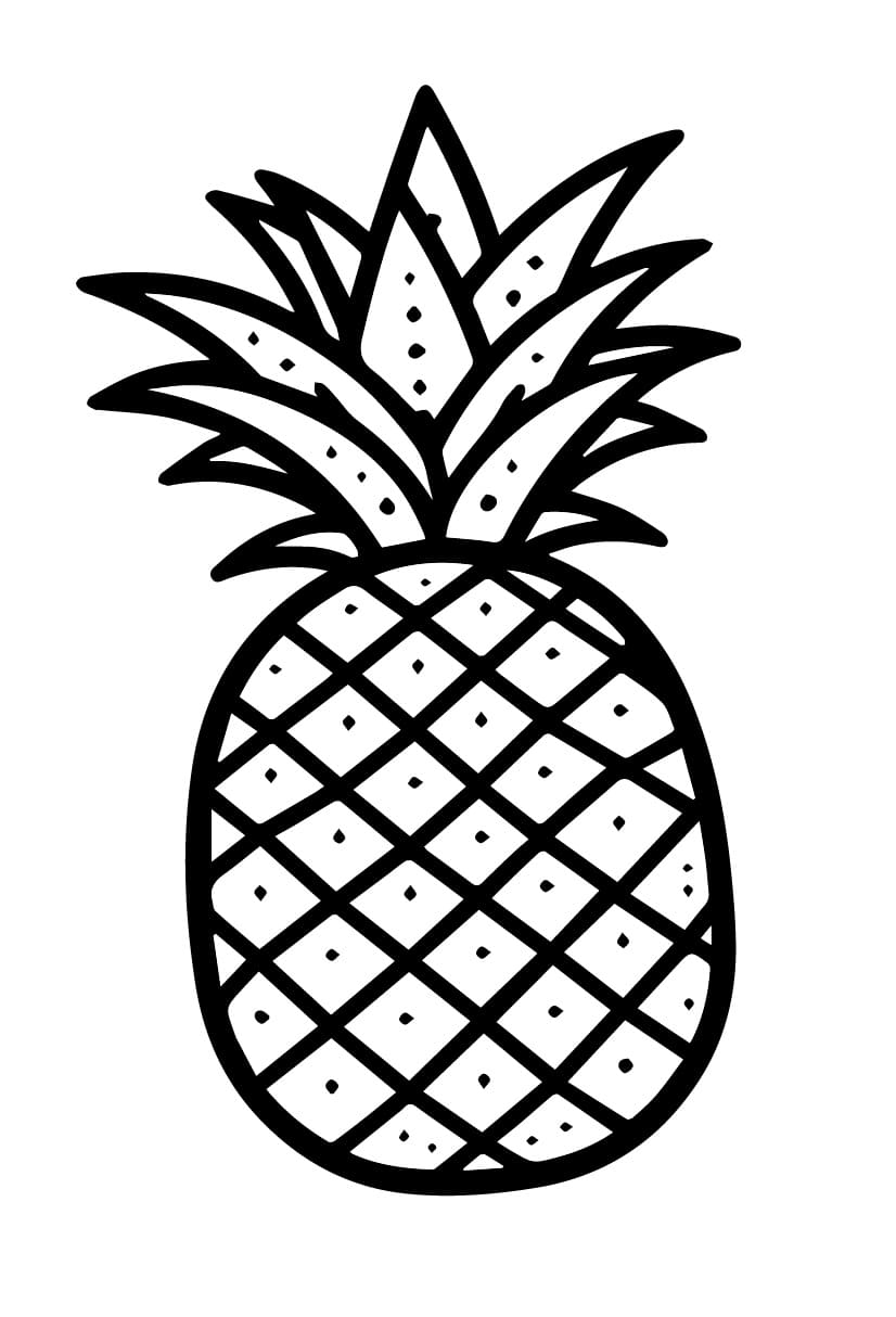 Desenho De Um Abacaxi fácil Para Colorir