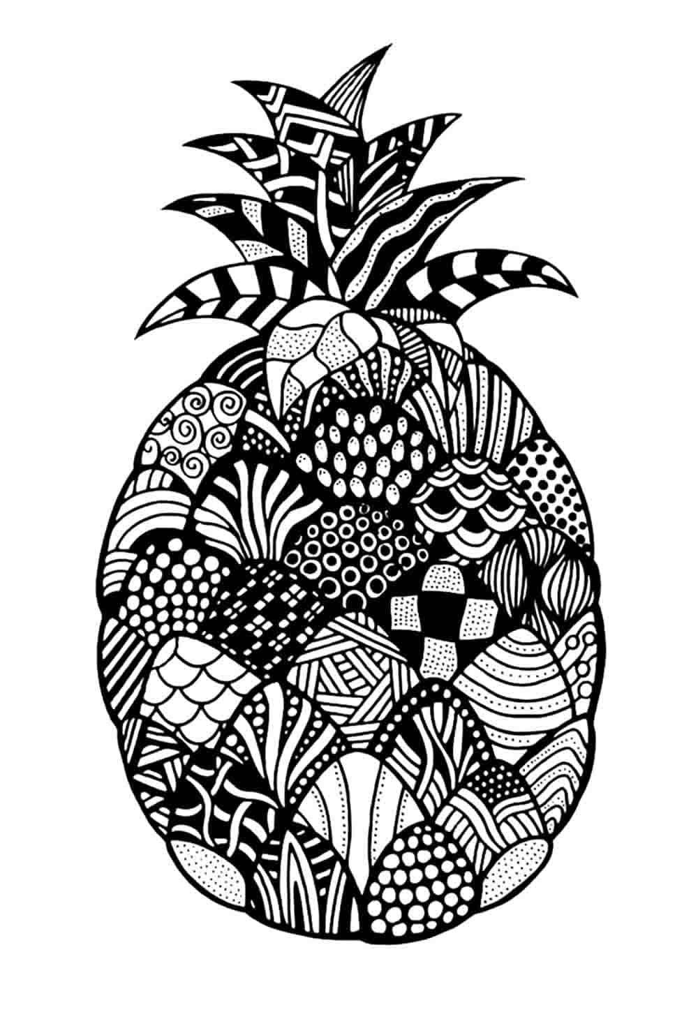 Desenho De Um Belo Abacaxi Para Colorir