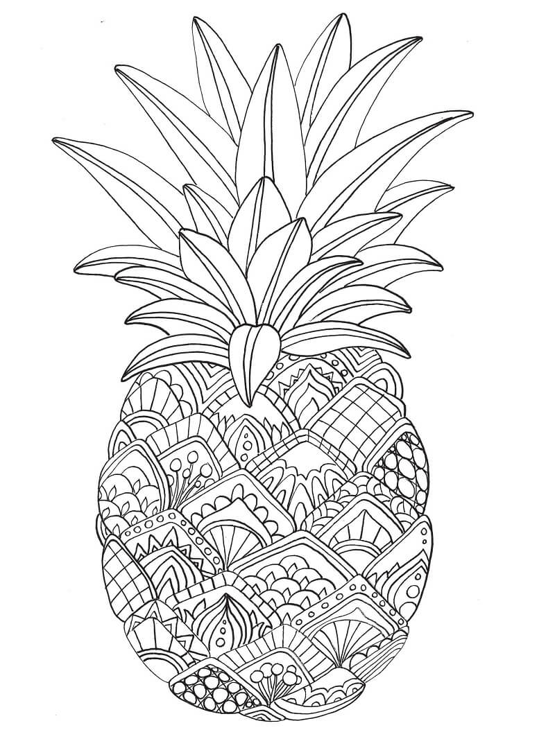 Desenho Muito Realista e incrível De Abacaxi Para Colorir