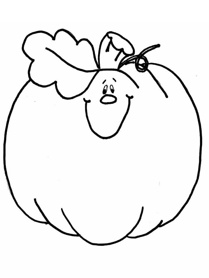 Desenho De abóbora Fofa e Sorridente Para Colorir