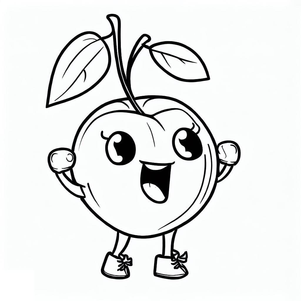 Desenho De Acerola De Desenho Animado Para Colorir