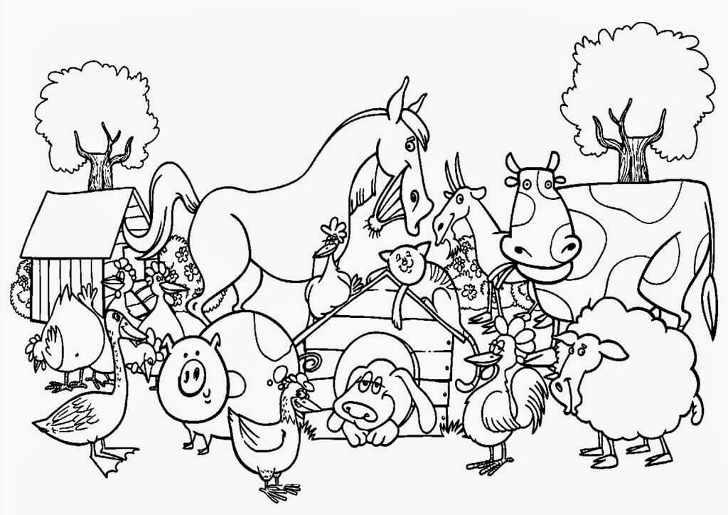 Desenho De Agricultura e Fazenda Com Animais Para Colorir e Imprimir Pdf