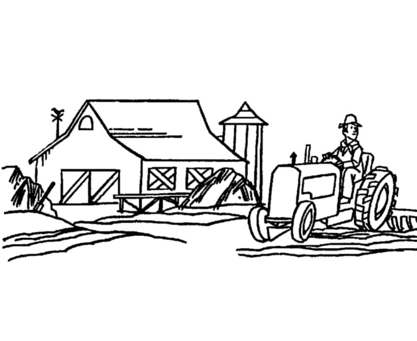Desenho De Celeiro e Caminho De Terra Para Colorir e Imprimir