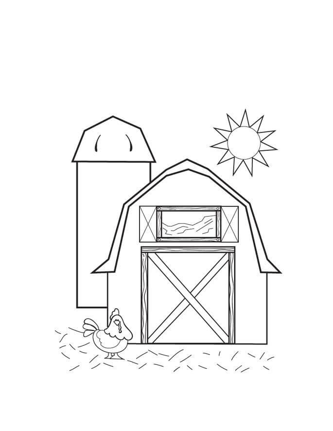 Desenho De Fazenda fácil De Colorir