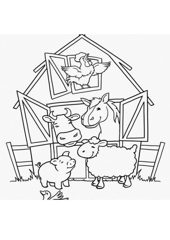 Desenho De Fazendinha Com Animais Fofos Para Colorir