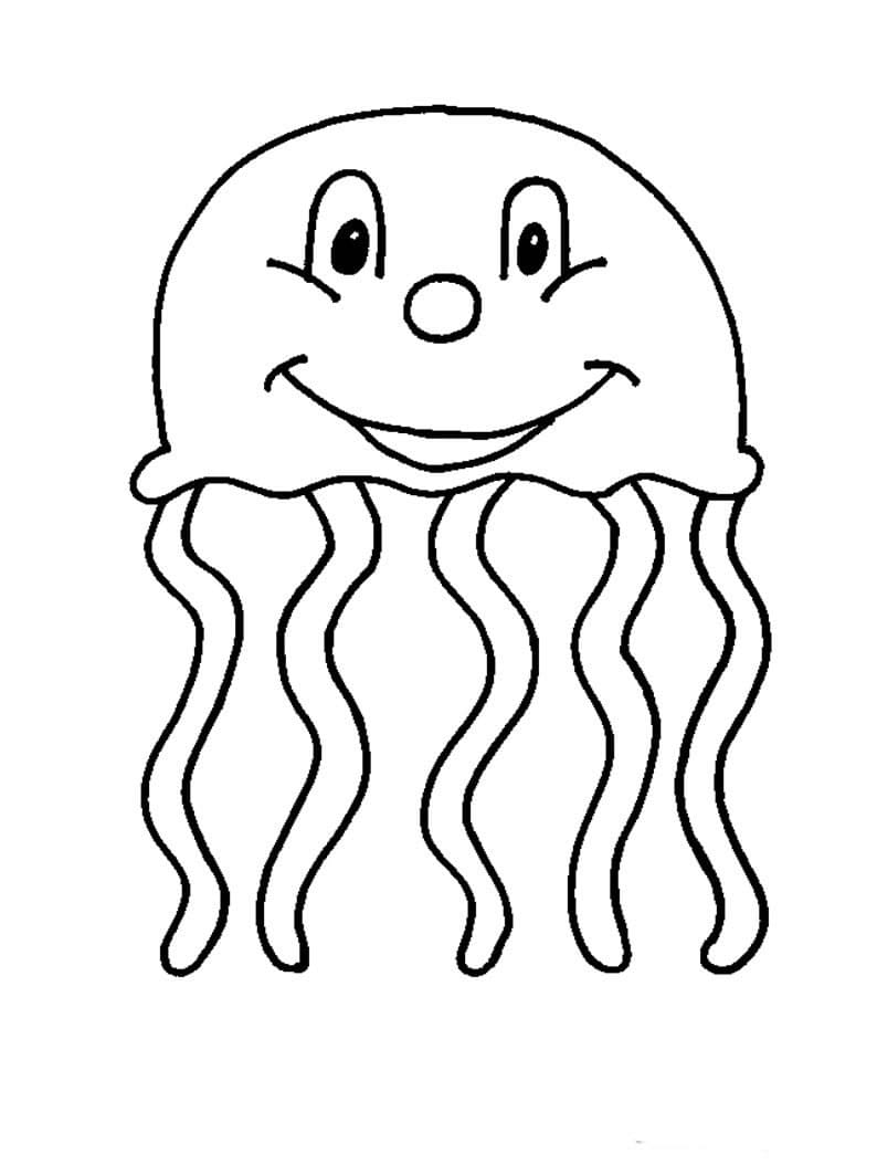 Desenho De água Viva Sorridente Para Colorir