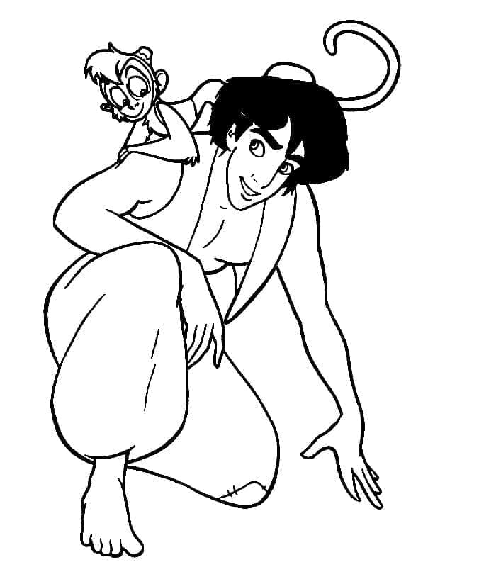 Desenhos De Aladdin e Abu Para Colorir