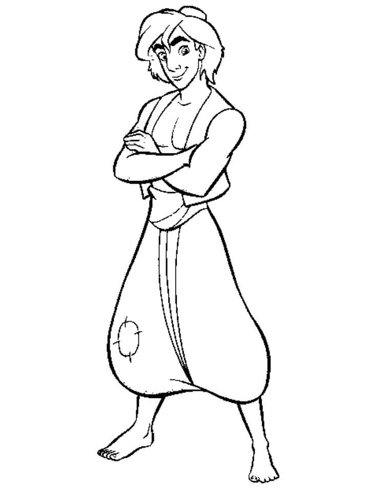 Desenho Do Aladdin Para Imprimir e Colorir