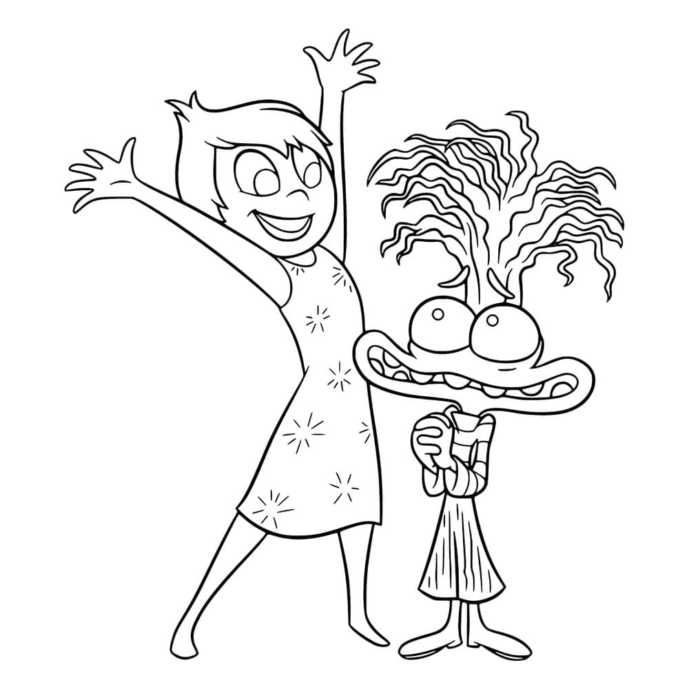 Desenho De Alegria e Ansiedade Divertida Mente 2 Para Colorir