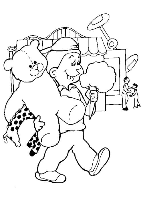 Desenho De Menino e algodão Doce Para Colorir