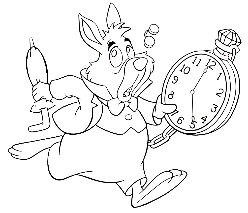 Desenho De Coelho De Alice No país Das Maravilhas Para Colorir
