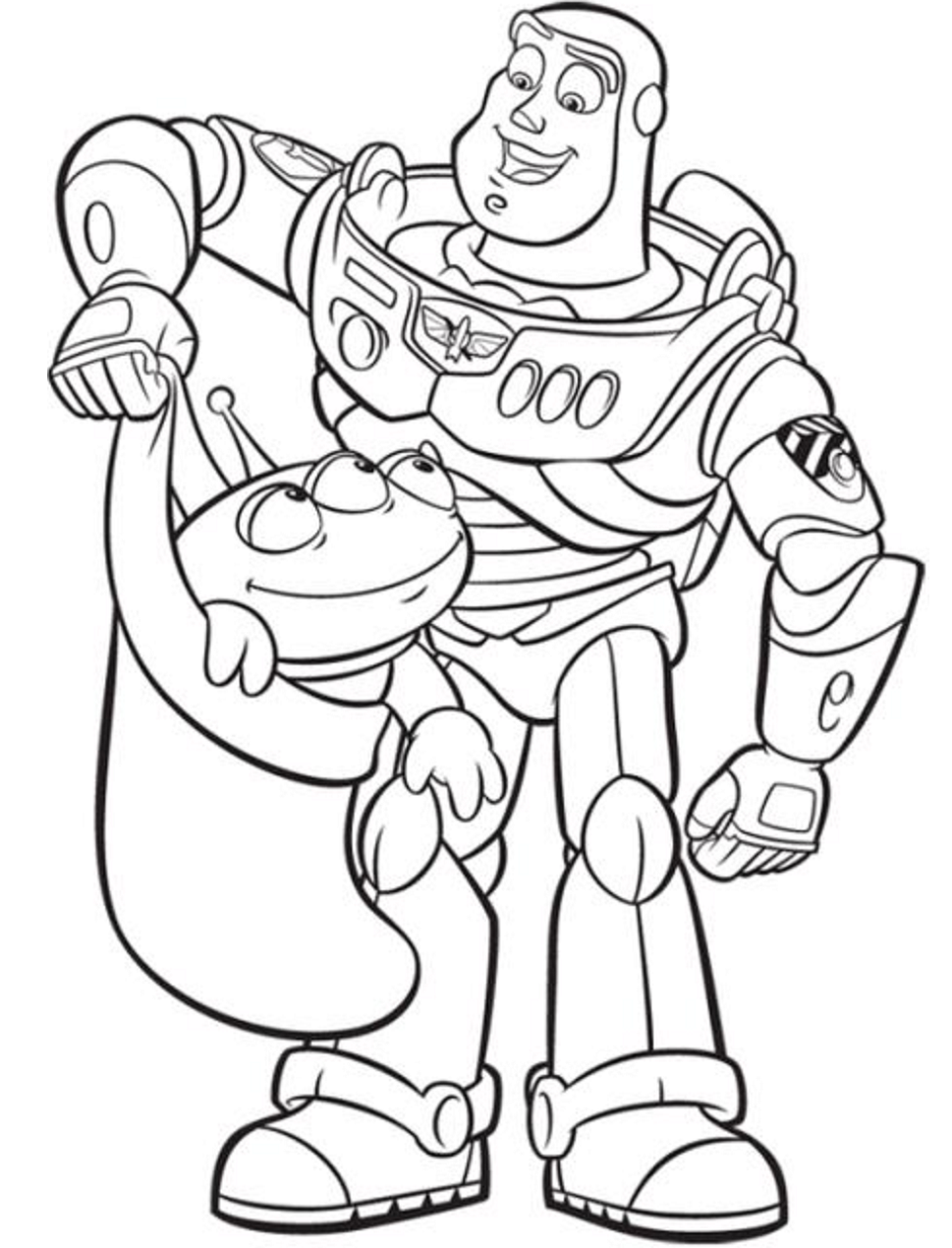 Desenho De Buzz Com Alien Para Baixar e Colorir Em A4