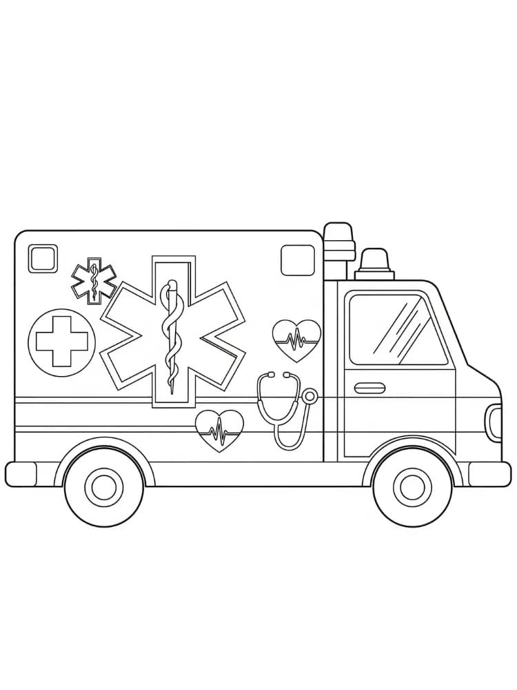 Desenho De Uma ambulância Para Colorir