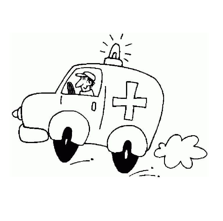 Desenho De ambulância No Trajeto Hospitalar Para Colorir