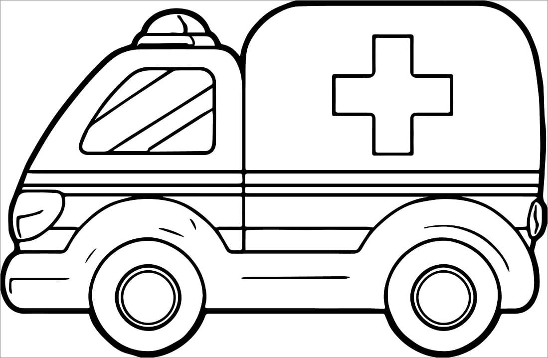 Desenho De ambulância Simples Para Colorir e Imprimir