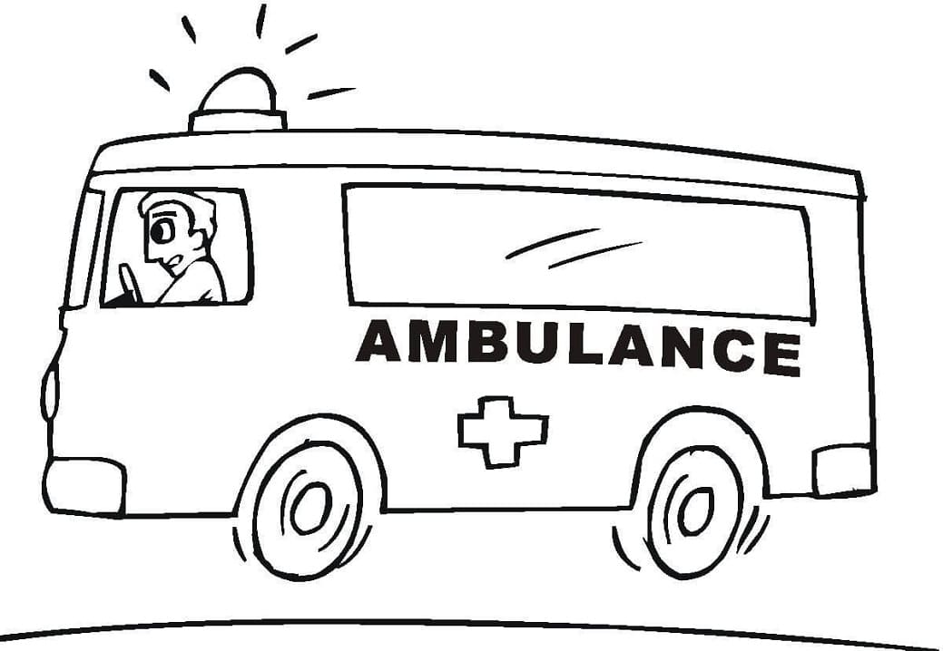 Desenho De ambulância Socorrendo Pessoa Para Colorir