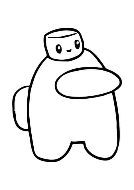 Desenho De Among Us Usando boné Kawaii Para Colorir