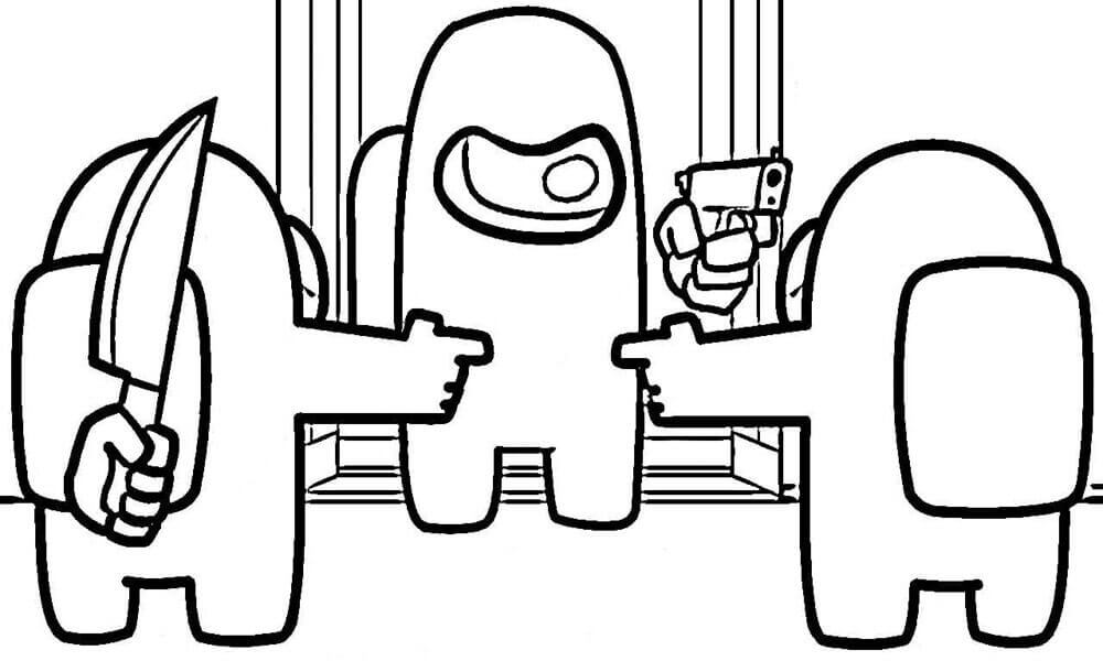 Desenho De batalhá Jogo Among Us Para Colorir