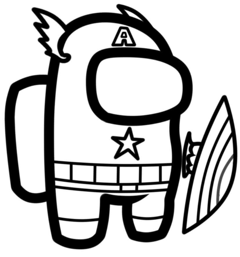 Desenho De capitão américa Among Us Para Colorir