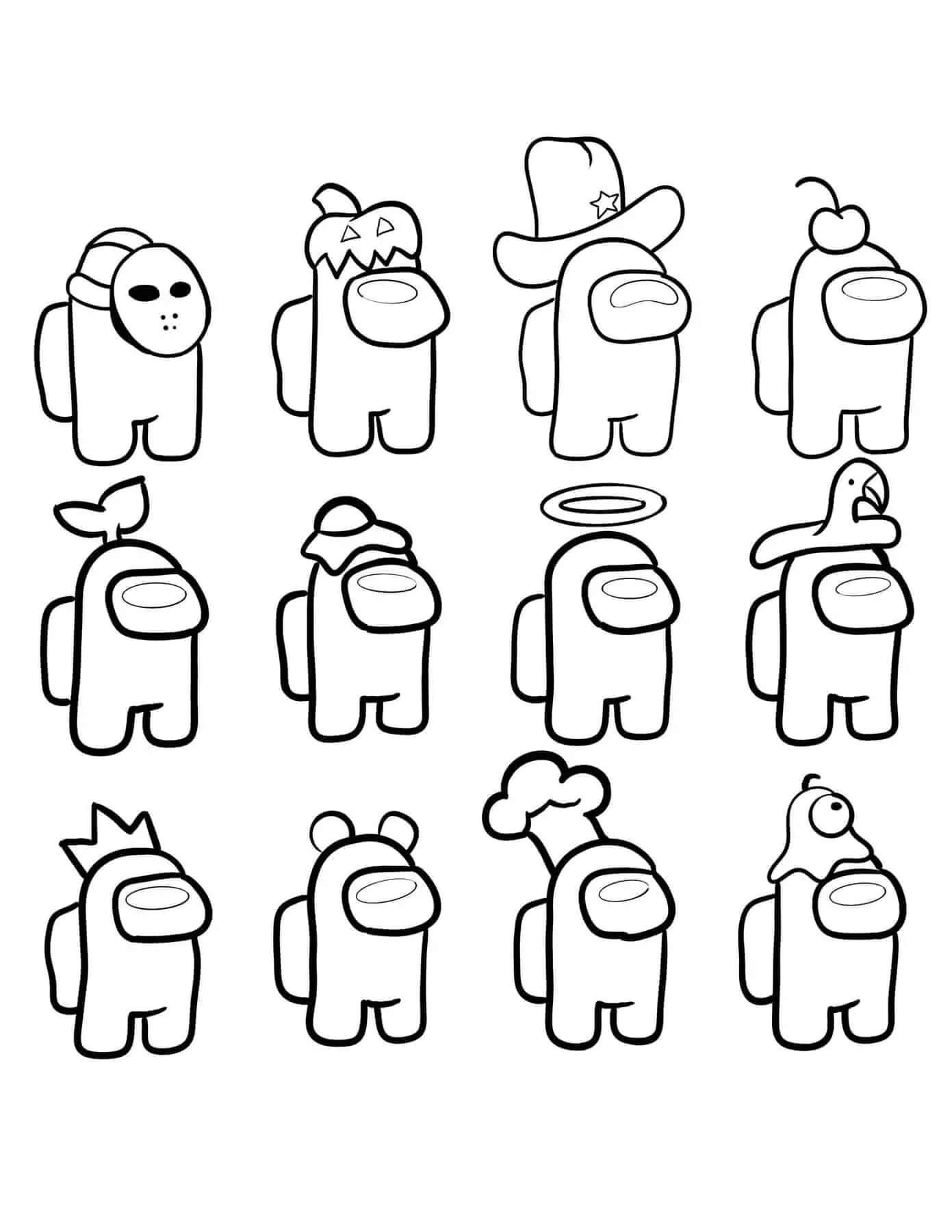 Desenho De vários Personagens Do Among Us Para Baixar